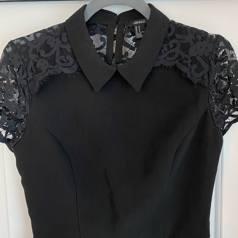 Romper with lace shoulders and open back